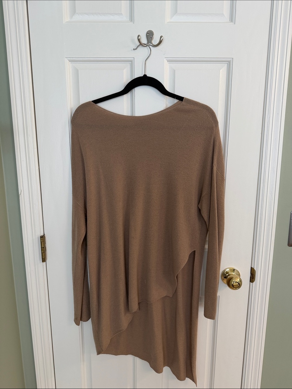 Eileen Fisher Asymmetrical Knit Dress in Camel Brown